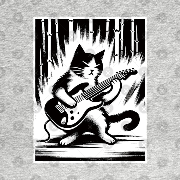 Electric Guitar Cat Rock Music Japan Style Funny Cat by KsuAnn